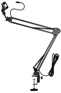 Monoprice Suspension Boom Scissor Broadcast Mic Stand, With Integrated Mini USB Cable, Support Up to 2 lbs, Can Extend 33 Inches - Stage Right Series