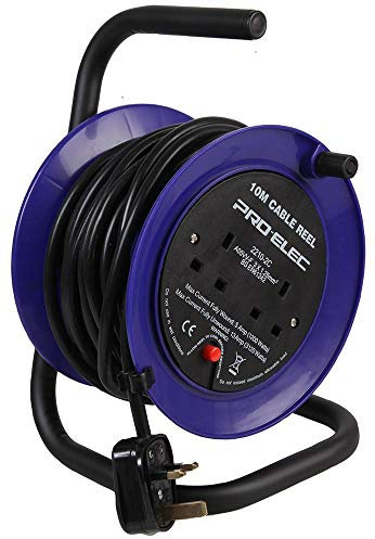 PRO ELEC PEL01272 2-Gang Mini Cable Reel Mains Extension, 10m