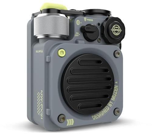 Muzen Wild Mini Bluetooth Lautsprecher Klein, Tragbare Speaker Fahrrad Lautsprecher Robust, Musikbox mit Licht für Camping Outdoor Dusche, IPX5 Wasserdicht mit Taschenlampe, Geschenk für Papa männer
