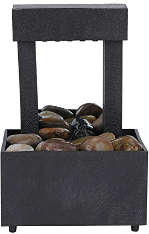 Desktop-Brunnen, USB-LED-Innenwasserbrunnen Beleuchteter Wasserfall-Tischbrunnen mit Steinen für die Inneneinrichtung des Büros