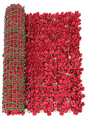 UYUH Rote künstliche Blätter – Gartenzaun, Efeublätter, Heckenpaneele auf Rolle Sichtschutz Gartenzaun für Garten, Landschaftsbau, Balkon-Sichtschutz für Dekoration (49,7 x 218,1 cm)