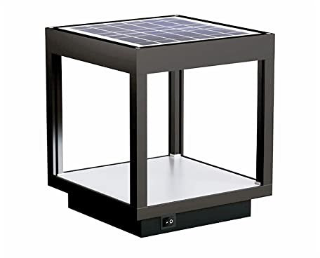 WFZRXFC Solar Schwarz Outdoor wasserdichte Mastlampe 3000K warmes Licht LED-Säulenlicht Moderne Schlichte quadratische Mastlampe Kabellose energiesparende Mastleuchte