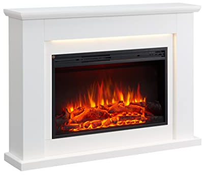 FLAMME Ingleton Fireplace with 48 surround with 2kW Fireplace Heater White Multiple Colours Available