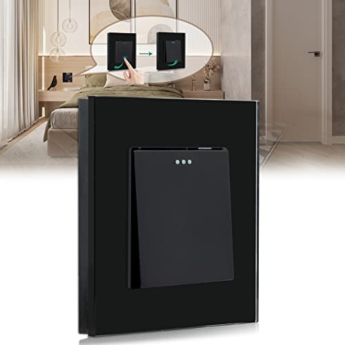 BSEED Rückstellschalter Lichtschalter 1 Fach 1 Weg Glas Rückstellschalter Unterputz Taste Schalter Wandschalter Schwarz (Nach Drücken in ursprüngliche Position zurückspringen)