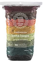 friendly loom Quality Cotton Weaving Loops in Earthtone Colors – 7” Traditional Size | Weave 6 Functional Potholders | Made in the USA