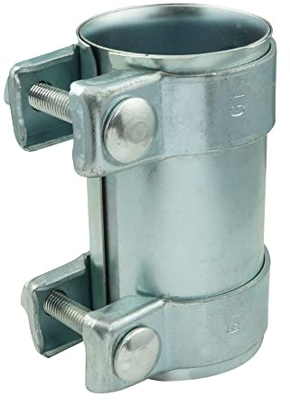 DL-Racing Ø 61x125mm / 2,375 Verstärkte Auspuff Rohrverbinder Doppelschelle für 60-62mm Auspuffrohr in Silber
