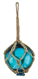 Sea-Club Fischerkugel Maritime Deko Glas/Tau Ø=8cm meerblau