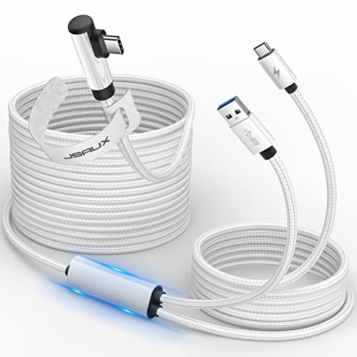 JSAUX Link Kabel 5M mit Ladefunktion Kompatibel mit Meta Quest 3S/Quest 3/2/Pro Zubehör【 Aufladen während des Spielens】 10Gbps High Speed USB 3.0 Ladekabel kompatibel mit Pico 4, PC VR, Steam VR