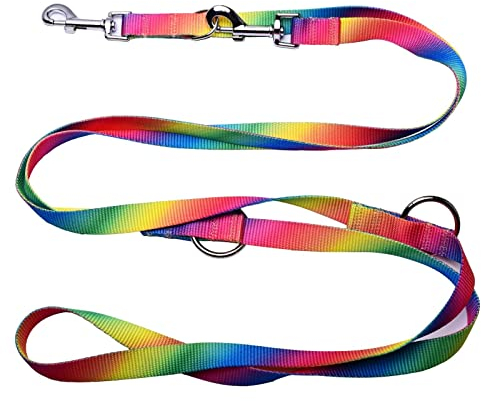 Robuste Doppelleine aus Nylon bunt Hundeleine für Hunde bis 60kg mehrfach verstellbar (3M)