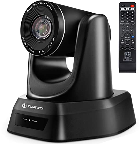TONGVEO 3X Optischer Zoom HDMI/USB PTZ Kamera 1080P 60fps Konferenzkamera für OBS vMix YouTube Live Streaming Skype Zoom Videokonferenz