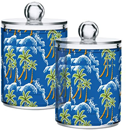GAIREG Qtips Wattestäbchen-Halter für den Sommer, Kokosnuss-Palmen, Wattestäbchen-Spender, 4 Stück