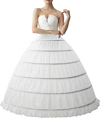 dgdgcool Women Petticoat Crinoline 6 Hoop Skirt Petticoats for Women Underskirt Ball Gown White