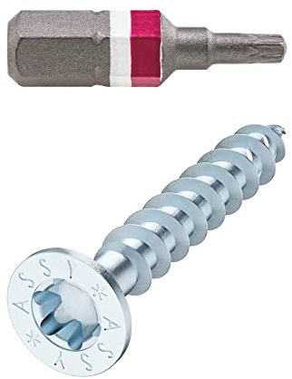 Würth Universalschraube ASSY | CSMP Stahl verzinkt | 5 x 80 Vollgewinde | Senkfrästaschenkopf RW | 50 Stück mit BIT