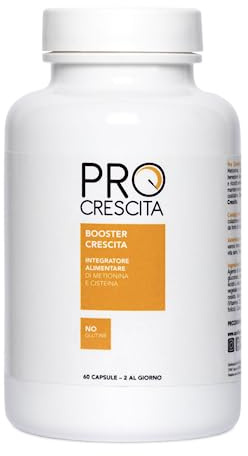 Pro Crescita, Integratore Stimolante Crescita Forte, Integratore Capelli a Base di Metionina ed Estratti Vegetali, Azione Ricostituente e Protettiva, Senza Glutine, 60 Capsule