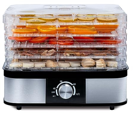 ARTECH Food Dehydrator Machine – 5 Tray Electric Fruit Dryer, 245W, Adjustable Temperature Control 40–70℃, BPA-Free Trays for Healthy Snacks, Jerky, Vegetables, Herbs & Seeds