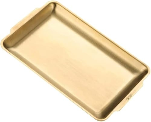 VollfitYYu Serviertablett aus Edelstahl rechteckiges Küchentablett mit Griff Kuchenteller Servierteller Servierplatte für Küche Party Café Camping Picknick Grillen (36x20cm)