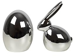 HEITMANN DECO Porzellan Deko-Ei und Hase - Set - Silber