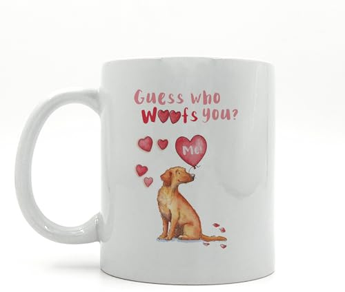 Image Industry Taza de cerámica con diseño de Labrador Fox Red Guess Who Woofs You, para amantes de los perros, amantes del café
