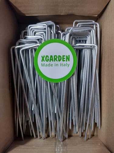 XgardeN - Piquetas para tela antihierbas (100 unidades, 150 x 30 mm, acero galvanizado en caliente antioxidante EN 10204 3.1 (100)
