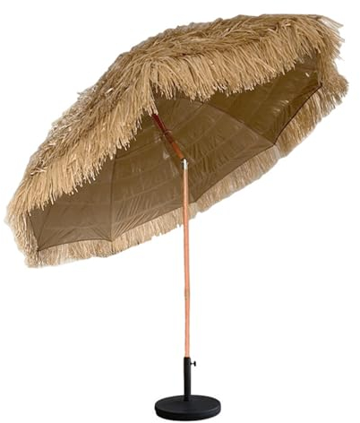 TRGCJGH Hawaiischirm Strandschirm Strohschirm Sonnenschirm Balkon Gartenschirm Terrassenschirm Tischschirm Rund Balkon Strand(180cm/5.9ft,W/Base)