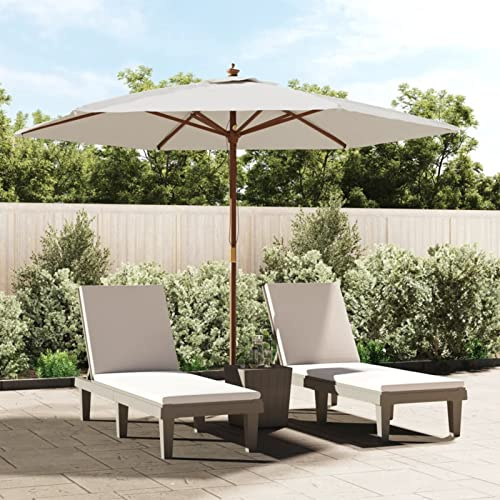 Gecheer Ombrellone da Giardino con Palo in Legno Sabbia 299x240 cm,Ombrelloni da Giardino,Ombrellone Decentrato Parasole,Ombrellone da Spiaggia,Ombrellone da Giardino Decentrato,#7,A363167