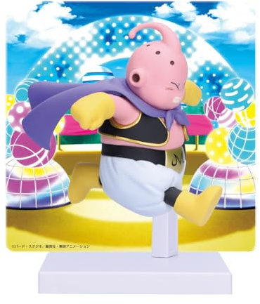 Banpresto Figura de Acción Coleccionable de Majin Buu Dragon Ball Daima - with Panel 8 cm - Multicolor, BP28582P. Estatua Detallada con Base, excelente Regalo para Fans de Dragon Ball