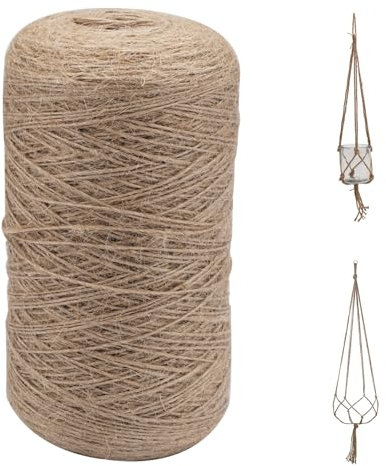 1MM x 600M Ficelle de Jute,Corde Chanvre Naturelle,Résistant à la Déchirure Corde de Jute,Corde en Jute,Cordelette Ficelle Jardin,pour Décoration,DIY Créatifs Artisanat, Jardinage,l'emballage Cadeau