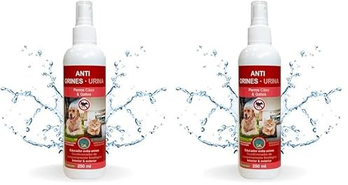 Krislin Spray Antiorines de Perros y Gatos | Contiene Activos repelentes Naturales | para Uso Exterior e Interior | Aroma Agradable | Incoloro | 250 ml (Paquete de 2)
