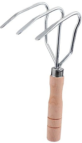 Sosoport Robusto Rastrello Manuale Per Giardinaggio Mini Attrezzo Coltivatore Con Manico in Legno Per La Rimozione