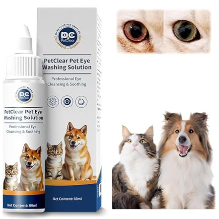 PCpetclear PetClear augentropfen Hunde und Katzen lindern Augenjucken und Reizungen, Symptome und Allergien. Entfernt effektiv Tränenstein. (60ml) (3)