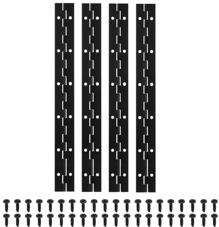 PATIKIL 300mm X 30mm Piano Hinge, 4 Pcs 304 Stainless Steel Continuous Hinge with Holes for Piano Gate Door Wooden Storage Box Cabinet Boat,Black