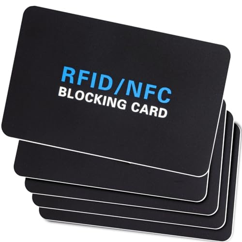 RFID Blocking Card,5Pack Contactless NFC Debit Credit Card Passport Protector blocker,One RFID Card Protects Entire Wallet, without adding bulk Black