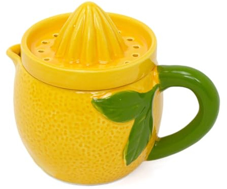 Handheld Ceramic Lemon Juicer | Lemon Design Manual Hand Fruit Juicer | Charming Manual Citrus Squeezer for Fresh Juice, Cocktails & Cooking - 300ml