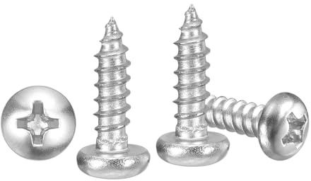 METALLIXITY Phillips Pan Head Self Tapping Screws(M3x10) 50Pcs, 304 Stainless Steel Self Drilling Screw for Metal Wood Plastic, for Cabinet Wall Shutter Plate Rock Furniture, Silver Tone | 304 SS Self Drilling Screw for Metal Wood Plastic, for Cabinet Wall Shutter Plate Rock Furniture, Silver Tone
