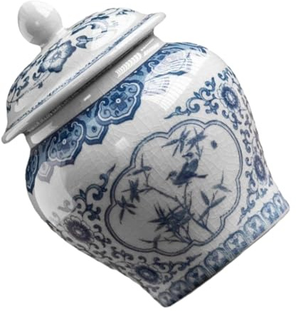 Warmhm Vintage Keramik Teedose mit Deckel, Luftdichte Aufbewahrungsdose | Porzellandose mit Deckel, Breitöffnender Zugang für Tee, Glänzende Oberfläche für Wohnraumdeko