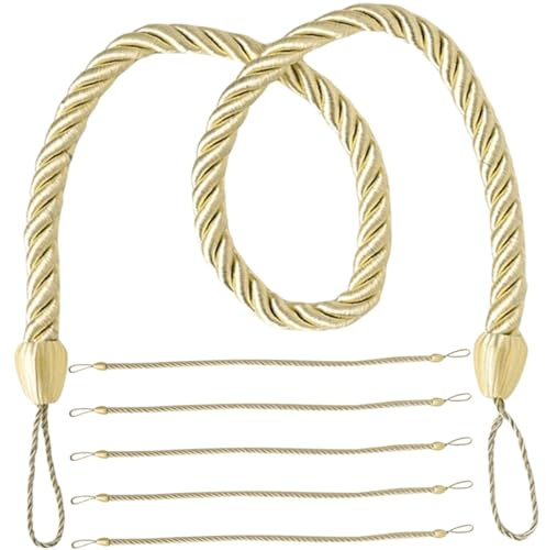 TOBBOMEY 6 Pezzi Fermatende in Cordoncino Oxford Beige Eleganti Legacci per Tende Sottile e Pesante Accessorio Decorativo Resistente e Ufficio Facili da Usare e Conservare