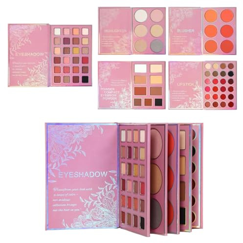 Palette Ombretti | Rossetto In Polvere Impermeabile E Sfumabile | Con Blush, Rossetto e Ombretti - Per Donne e Occasioni come Compleanno, Natale, Viaggio, Festa e Matrimonio