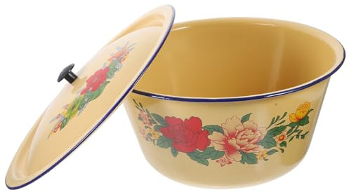 Tofficu Olla de Estofado Esmaltada Grande de 28 Cm Tapa, Cazuela Casera para Cocinar Sopa y Guisos, Olla de Esmalte Doméstica para Cocina Saludable