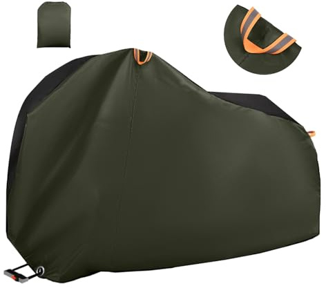NIFBANG Bike Cover Waterproof Outdoor,210D Oxford Fabric Bicycle Cover,Anti Dust Rain UV,Bike Rain Cover for Road,Mountain & Heavy Duty Bikes with Lock Holes,Reflective Tape & Storage Bag(Olive Green)