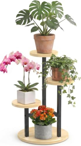 FRONDENT Support Plantes Interieur, Etagere Plantes Interieur 3 Niveaux Pour Pot Plante/Monstera Plante/Pot De Fleur, Balcon, Decoration Salon, Plant Stand Indoor Flower Pot Shelf