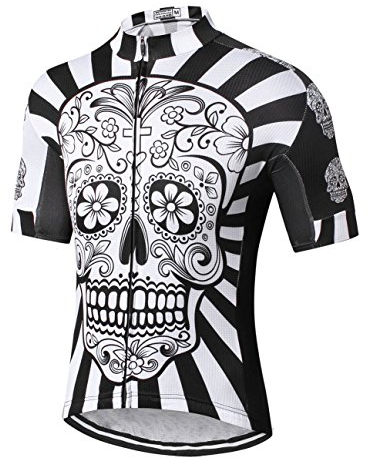 Weimostar Herren-Fahrradtrikot, Mountainbike-Trikot für Herren - Weiß - Etikett M Brust 91/97 cm