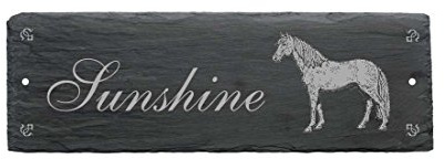 Schild Schiefer Pferd Appaloosa Pferdebox Stalltafel Name 22 x 8 cm