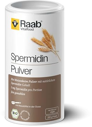Raab Vitalfood® Bio Spermidin Weizenkeim Pulver (200 g) - 5 mg natürliches Spermidin pro Portion, mit Meßlöffel, Perfekt für Müsli oder Shake, Naturprodukt aus Bio Weizenkeimen ohne Zusätze