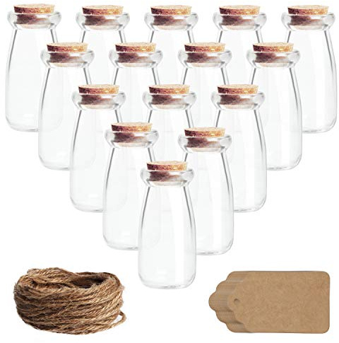BELLE VOUS Mini Glasflaschen mit Korken, Etiketten und Schnur (30er Pack) - 100 ml - Kleine Phiolen zum Befüllen Luftdicht mit Etiketten für Hochzeitsgeschenke, Party, Küchengewürze und Marmelade