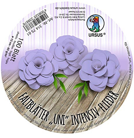 Ursus 3147561 - Faltblätter Rund Uni intensiv, flieder, 100 Blatt, aus Plakatpapier, 65 g/qm, Durchmesser ca. 12 cm, durchgefärbt, ideal zum Falten von Papierblüten und blumen