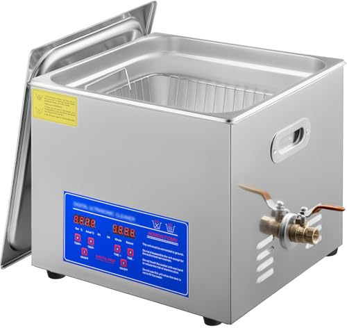 VEVOR Nettoyeur à Ultrasons Professionnel 15L Bac à Ultrasons 360W, en Acier Inox avec Chauffage, Minuterie Numérique, Machine de Nettoyage Ultrasonique pour Pièces Automobiles Carburateur Laboratoire