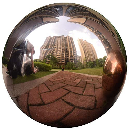 JforSJizT 30,5 cm Durchmesser, rotgoldener Sichtkugel, rotgoldener Edelstahl, poliert, reflektierend, glatt, Gartenkugel, Globusspiegel, bunte und glänzende Ergänzung für jeden Garten oder Zuhause