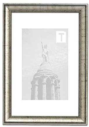 Barock-Bilderrahmen Ann-Kristin Silber 30 x 40 cm Echtglas klar 2mm Perlenleiste geschwungen schmal