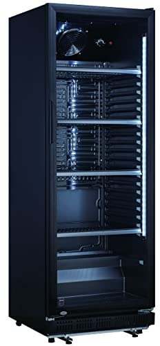 METRO Professional Frigorífico GSC2360B, nevera vertical con puerta de cristal, 347 L, negro, 180 W, 4 estantes ajustables para gastronomía, bar, restaurant, tiendas