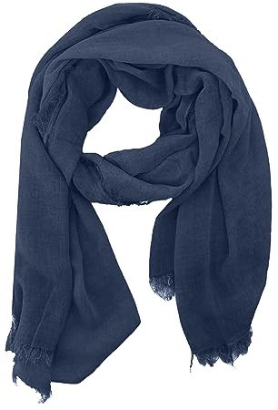 JOPHY & CO. Sciarpa Donna Uomo Elegante Leggera Morbida a Stola Rettangolare in Fibra di Bambù a Tinta Unita o Fantasia Colori (Blu scuro)
